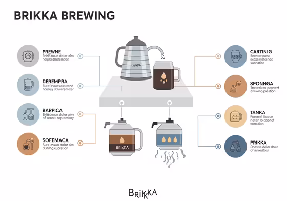 An infographic showing the 7 steps to brewing coffee with a Brikka Moka pot.